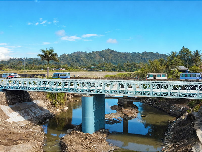 CB 200 Bailey Bridge جسر بيلي المقوى بطبقة واحدة بصف مزدوج بطول 48 مترًا